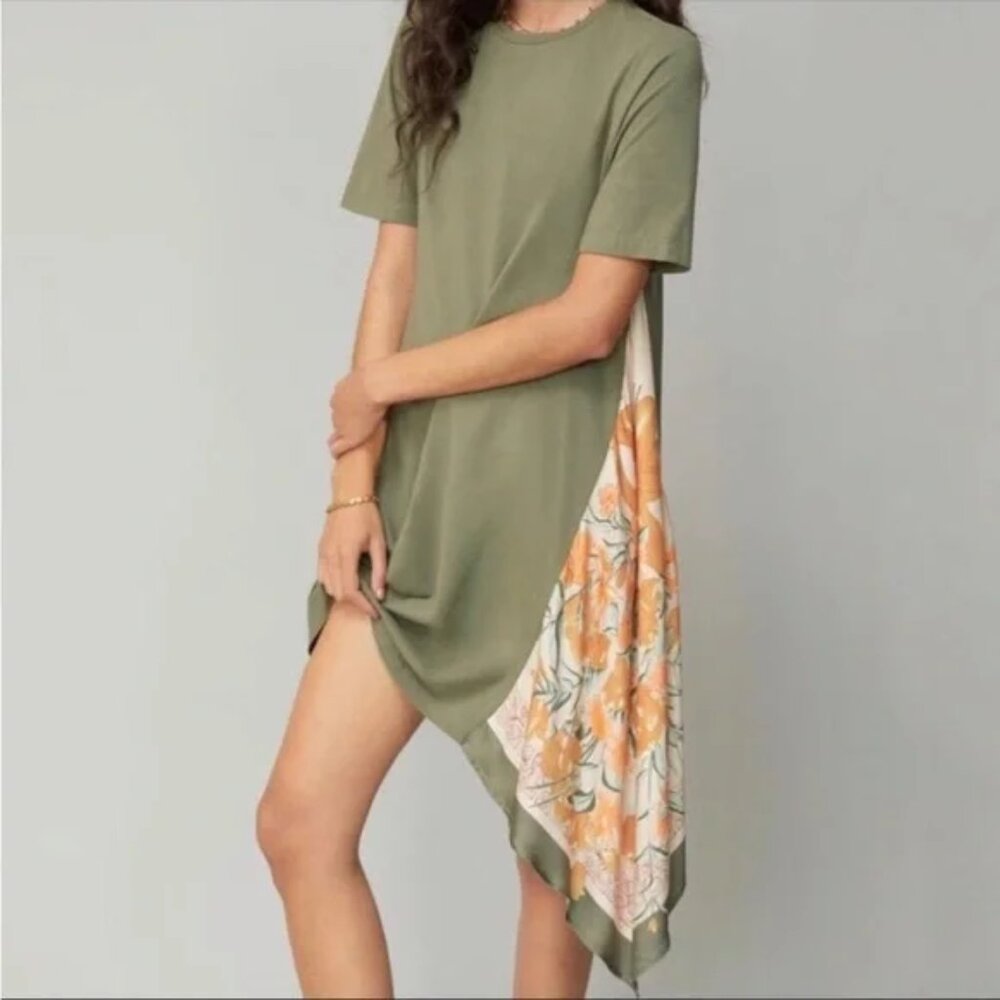 NWT ✨ Anthropologie TINY Saturday Sunday Giulia Contrast Tee Dress Green S